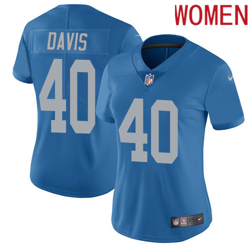 2019 Women Detroit Lions #40 Davis Blue Nike Vapor Untouchable Limited NFL Jersey style 2->women nfl jersey->Women Jersey